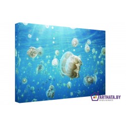 Медузы в океане - Модульная картины, Репродукции, Декоративные панно, Декор стен