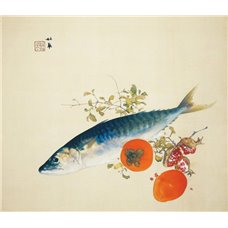Картина на холсте по фото Модульные картины Печать портретов на холсте Такечи Сейхо «Осенняя рыба и созревшие дикие фрукты»