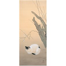 Картина на холсте по фото Модульные картины Печать портретов на холсте Хишида Шунсо «Кошка и цветущая слива»