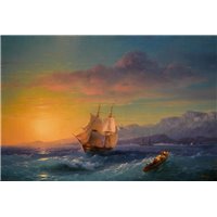 Портреты картины репродукции на заказ - Корабль на закате