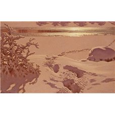 Картина на холсте по фото Модульные картины Печать портретов на холсте Следы на снегу в лунном свете