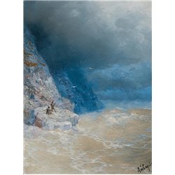Бурное море около скалистого берега - Модульная картины, Репродукции, Декоративные панно, Декор стен