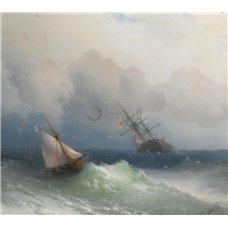 Картина на холсте по фото Модульные картины Печать портретов на холсте Два корабля в шторм