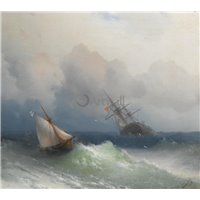 Портреты картины репродукции на заказ - Два корабля в шторм