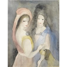 Картина на холсте по фото Модульные картины Печать портретов на холсте Две дамы и собака
