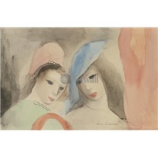 Картина на холсте по фото Модульные картины Печать портретов на холсте Две девушки в шляпках