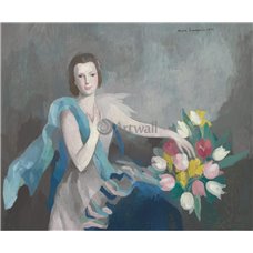 Картина на холсте по фото Модульные картины Печать портретов на холсте Женщина с тюльпанами