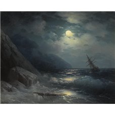Картина на холсте по фото Модульные картины Печать портретов на холсте Лунный пейзаж с кораблем