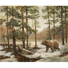 Картина на холсте по фото Модульные картины Печать портретов на холсте Медведь в лесу