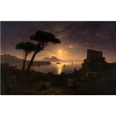 Картина на холсте по фото Модульные картины Печать портретов на холсте Неаполитанский залив в лунную ночь
