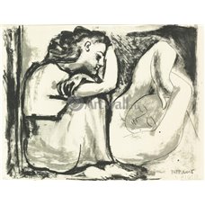 Картина на холсте по фото Модульные картины Печать портретов на холсте Сидящая женщина и спящая женщина