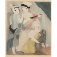 Картина на холсте по фото Модульные картины Печать портретов на холсте Три девушки и собака