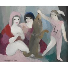 Картина на холсте по фото Модульные картины Печать портретов на холсте Три женщины и собака