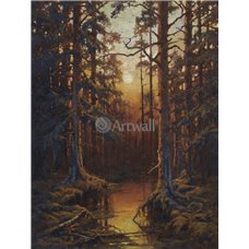 Картина на холсте по фото Модульные картины Печать портретов на холсте Заход солнца в лесу