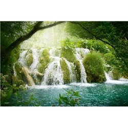 Водопад в лесу - Фотообои природа|озера - Модульная картины, Репродукции, Декоративные панно, Декор стен