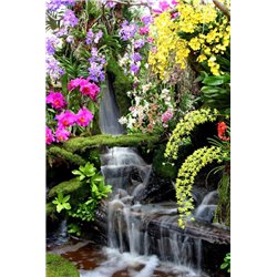 Цветы и водопад - Фотообои природа - Модульная картины, Репродукции, Декоративные панно, Декор стен