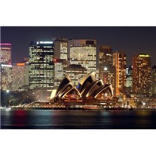 Картина на холсте по фото Модульные картины Печать портретов на холсте Сиднейский оперный театр - Фотообои Современный город|Ночной город