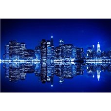 Картина на холсте по фото Модульные картины Печать портретов на холсте Вид на ночной Нью-Йорк с яхты - Фотообои Современный город|Нью-Йорк