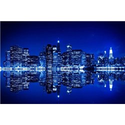 Вид на ночной Нью-Йорк с яхты - Фотообои Современный город|Нью-Йорк - Модульная картины, Репродукции, Декоративные панно, Декор стен