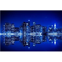 Портреты картины репродукции на заказ - Вид на ночной Нью-Йорк с яхты - Фотообои Современный город|Нью-Йорк
