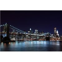Портреты картины репродукции на заказ - Бруклинский мост в ночном Нью-Йорк - Фотообои Современный город|Нью-Йорк