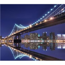 Картина на холсте по фото Модульные картины Печать портретов на холсте Бруклинский мост в ночном Нью-Йорк - Фотообои Современный город|Нью-Йорк