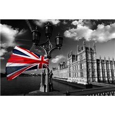 Картина на холсте по фото Модульные картины Печать портретов на холсте Флаг Англии и Вестминстерский дворец - Фотообои архитектура|Лондон