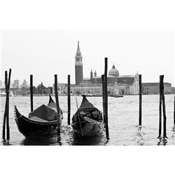 Венецианский причал - Черно-белые фотообои - Модульная картины, Репродукции, Декоративные панно, Декор стен