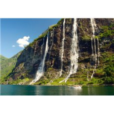 Картина на холсте по фото Модульные картины Печать портретов на холсте Яхта на фоне водопада - Фотообои водопады