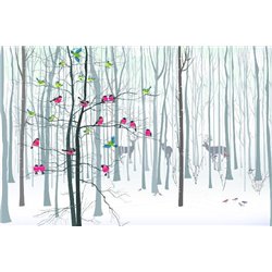 Снегири в лесу - Для подростков - Модульная картины, Репродукции, Декоративные панно, Декор стен