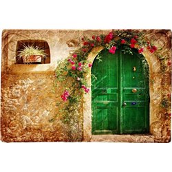 Зеленая дверь - Фотообои Старый город|Испания - Модульная картины, Репродукции, Декоративные панно, Декор стен