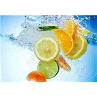 Дольки цитрусовых в воде - Фотообои Еда и напитки|фрукты и ягоды