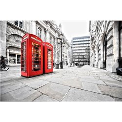 Красные телефонные будки - Фотообои Современный город|Англия - Модульная картины, Репродукции, Декоративные панно, Декор стен