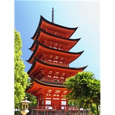 Картина на холсте по фото Модульные картины Печать портретов на холсте Пятиярусная пагода в Японии - Фотообои архитектура|Восток
