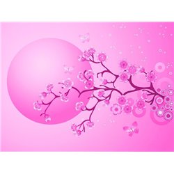 Розовая ветка - Фотообои Арт - Модульная картины, Репродукции, Декоративные панно, Декор стен