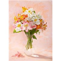 Букет лилий в вазе - Фотообои цветы|лилии