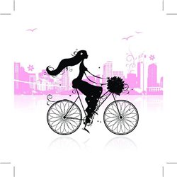 Девушка на велосипеде - Для подростков - Модульная картины, Репродукции, Декоративные панно, Декор стен