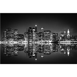 Отражение ночного города - Черно-белые фотообои - Модульная картины, Репродукции, Декоративные панно, Декор стен
