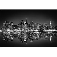 Портреты картины репродукции на заказ - Отражение ночного города - Черно-белые фотообои