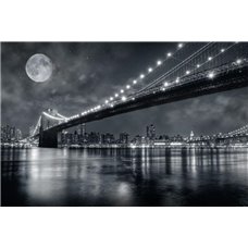 Картина на холсте по фото Модульные картины Печать портретов на холсте Луна над мостом - Фотообои Современный город|Нью-Йорк
