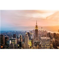 Портреты картины репродукции на заказ - Рассвет над небоскрёбами Нью-Йорка - Фотообои Современный город|Манхэттен