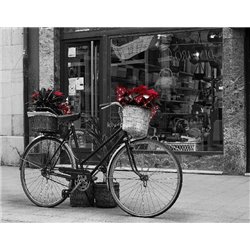 Велосипед на улице - Черно-белые фотообои - Модульная картины, Репродукции, Декоративные панно, Декор стен
