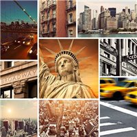 Винтажный коллаж Манхэттена - Фотообои Современный город|Манхэттен
