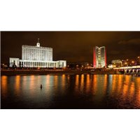 Ночная панорама Москвы - Фотообои Современный город|Москва