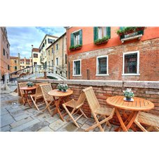 Картина на холсте по фото Модульные картины Печать портретов на холсте Кафе в Венеции - Фотообои Старый город