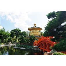 Картина на холсте по фото Модульные картины Печать портретов на холсте Красный мост - Фотообои Японские и просто сады