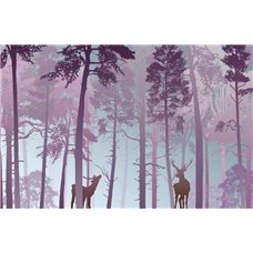 Картина на холсте по фото Модульные картины Печать портретов на холсте Олени в туманном лесу - Фотообои Арт