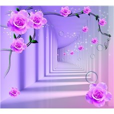 Картина на холсте по фото Модульные картины Печать портретов на холсте Тоннель с розовыми розами - 3D фотообои