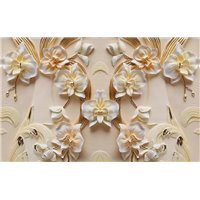 Портреты картины репродукции на заказ - Орхидеи на стене - 3D фотообои|3D цветы