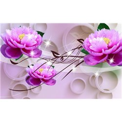 Розовые пионы - 3D фотообои|3D цветы - Модульная картины, Репродукции, Декоративные панно, Декор стен